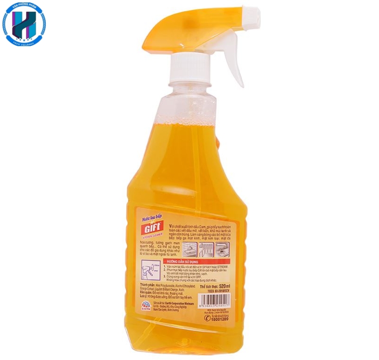 Nước lau bếp orange power tinh dầu cam Gift chai 520ml