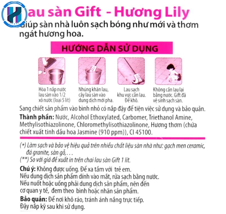 Nước lau sàn nhà Gift hương hoa lily can 3.8kg