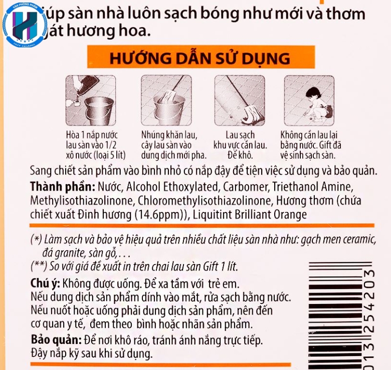 Nước lau sàn nhà Gift hương tulip can 3.8kg