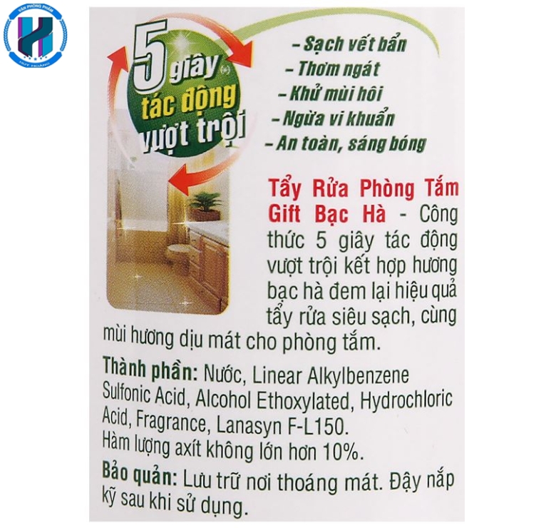 Nước tẩy nhà tắm Gift Bạc Hà chai 900ml