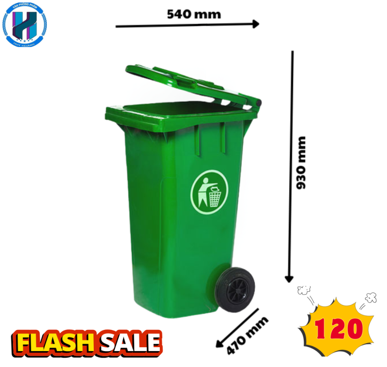 Thùng Rác Công Nghiệp 120L Màu Vàng