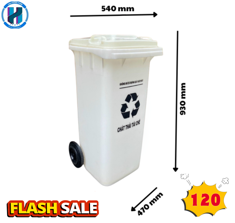 Thùng Rác Công Nghiệp 120L Màu Vàng