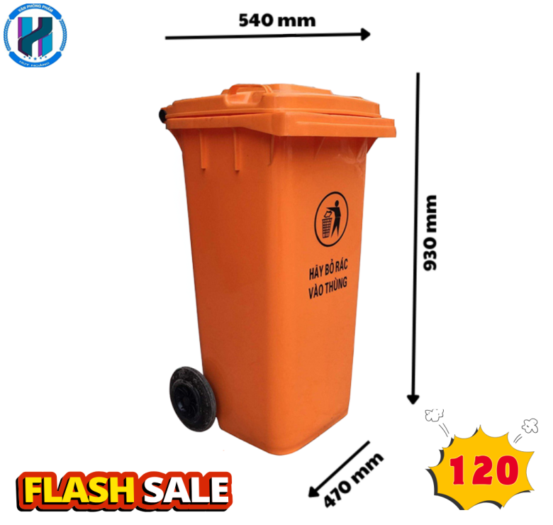 Thùng Rác Công Nghiệp 120L Màu Vàng