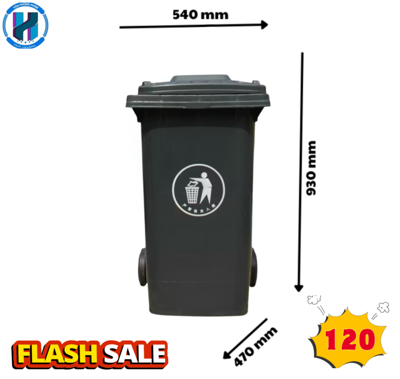 Thùng Rác Công Nghiệp 120L Màu Vàng