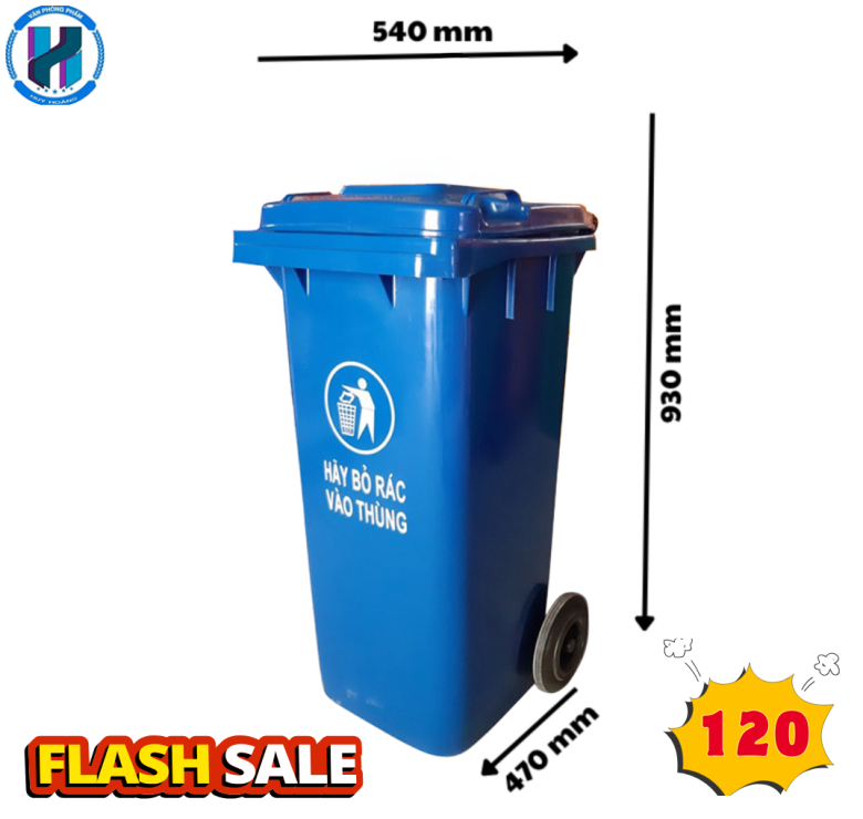 Thùng Rác Công Nghiệp 120L Màu Xám