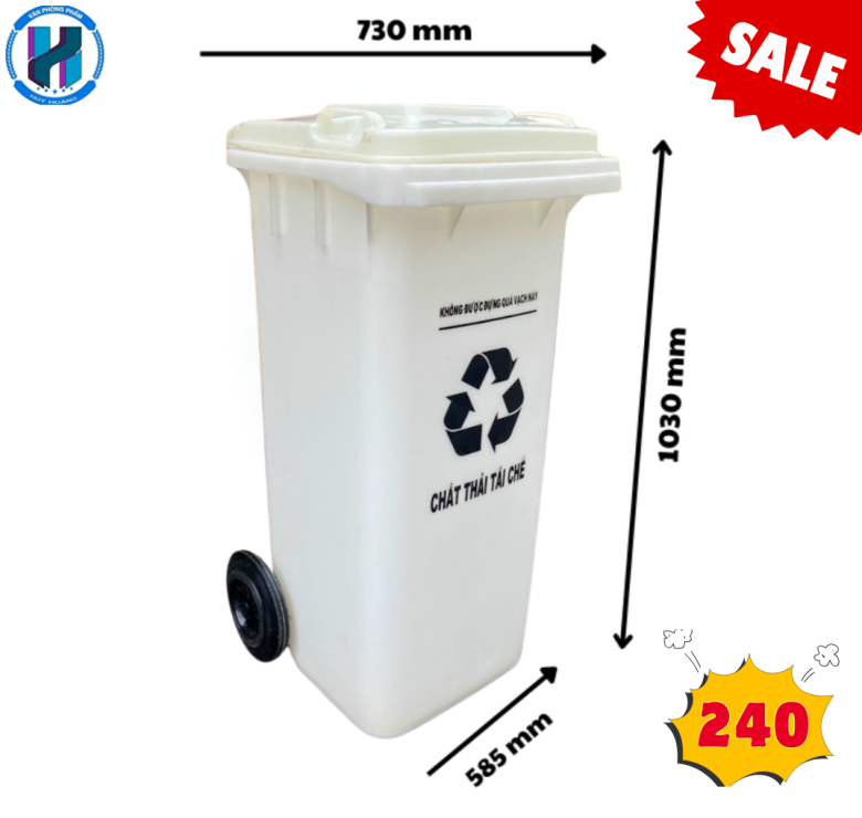 Thùng Rác Công Nghiệp 240L Màu Vàng
