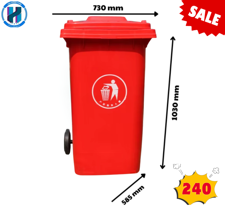 Thùng Rác Công Nghiệp 240L Màu Cam
