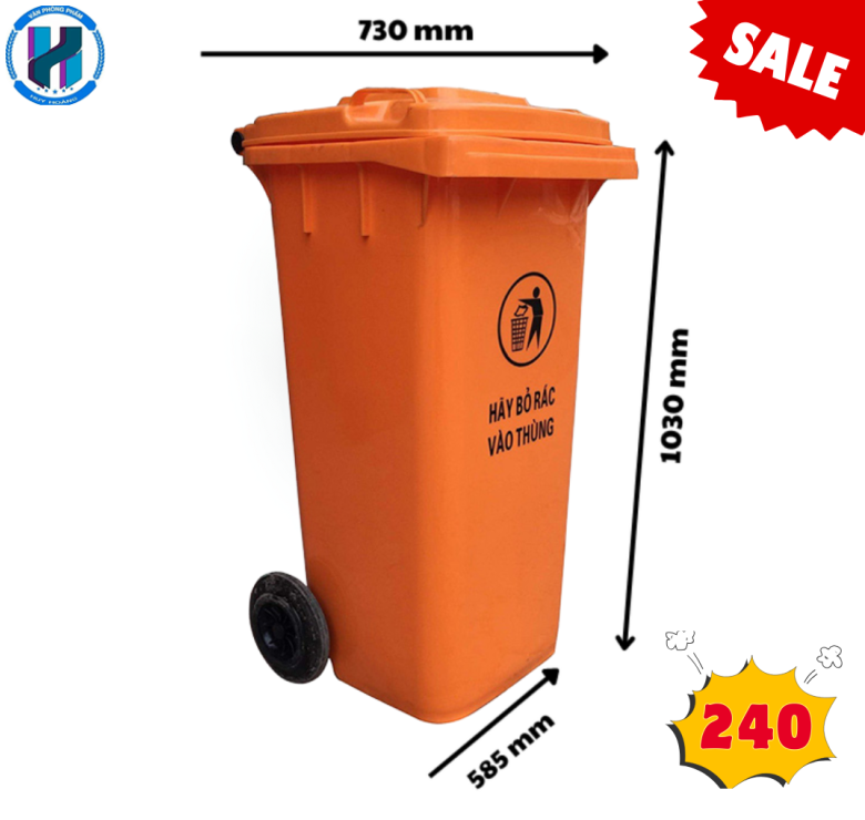 Thùng Rác Công Nghiệp 240L Màu Đỏ