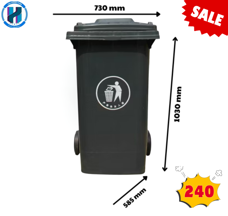 Thùng Rác Công Nghiệp 240L Màu Vàng