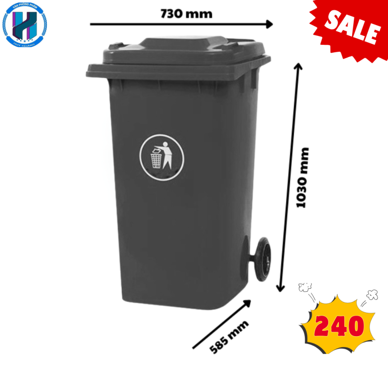 Thùng Rác Công Nghiệp 240L Màu Vàng
