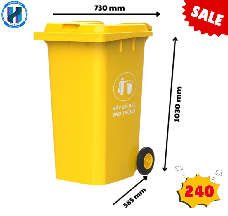 Thùng Rác Công Nghiệp 240L Màu Cam