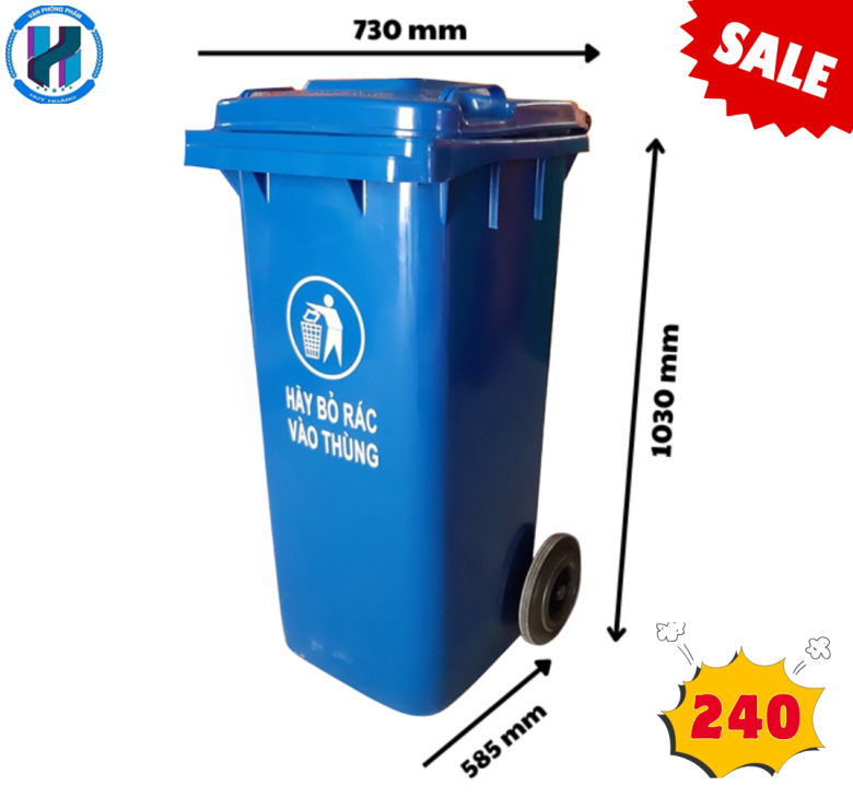 Thùng Rác Công Nghiệp 240L Màu Vàng