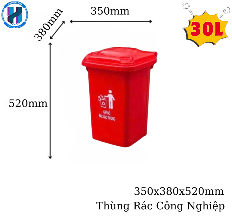 Thùng Rác Công Nghiệp 30 Lít Màu Cam