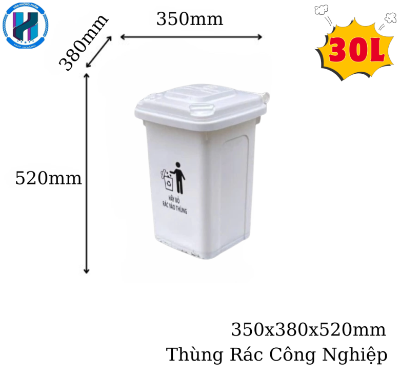 Thùng Rác Công Nghiệp 30 Lít Màu Cam