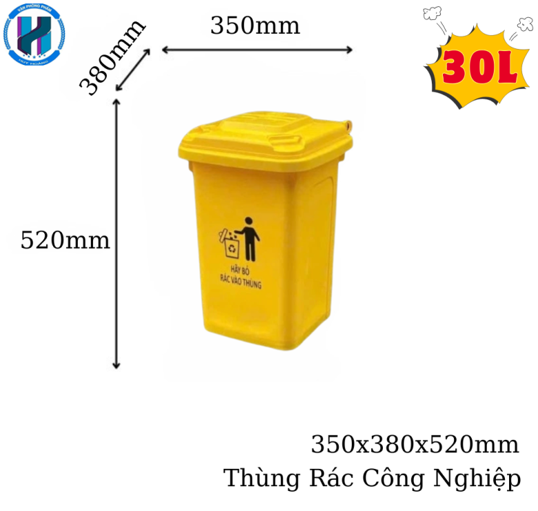Thùng Rác Công Nghiệp 30 Lít Màu Xanh