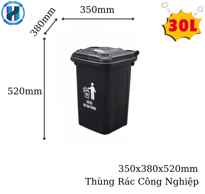 Thùng Rác Công Nghiệp 30 Lít Màu Vàng
