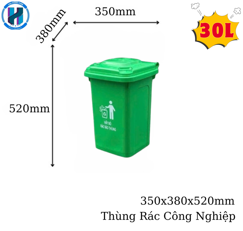 Thùng Rác Công Nghiệp 30 Lít Màu Cam
