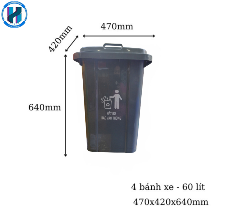Thùng Rác Công Nghiệp 60 Lít Màu Đỏ