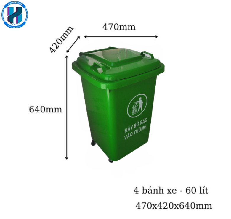 Thùng Rác Công Nghiệp 60 Lít Màu Đỏ